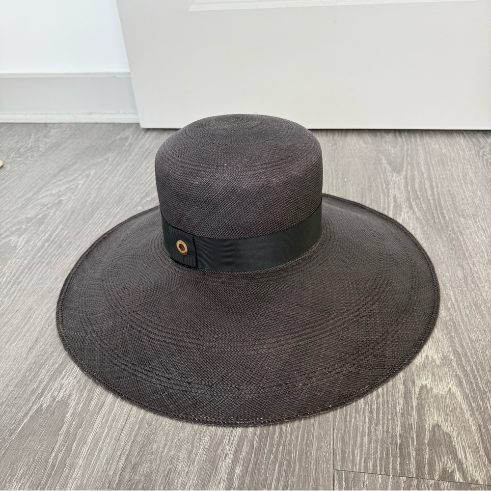 Loro Piana Navy Wide Brim Straw Hat